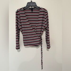Forever 21 Striped Wrap Top size large